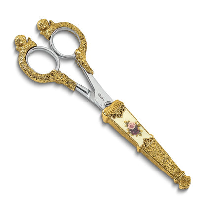 Fashion 1928 Small Gold-Tone Floral Manor House Scissors With Stainless Steel Blades