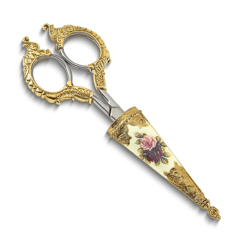 Fashion 1928 Small Gold-Tone Floral Manor House Scissors With Stainless Steel Blades