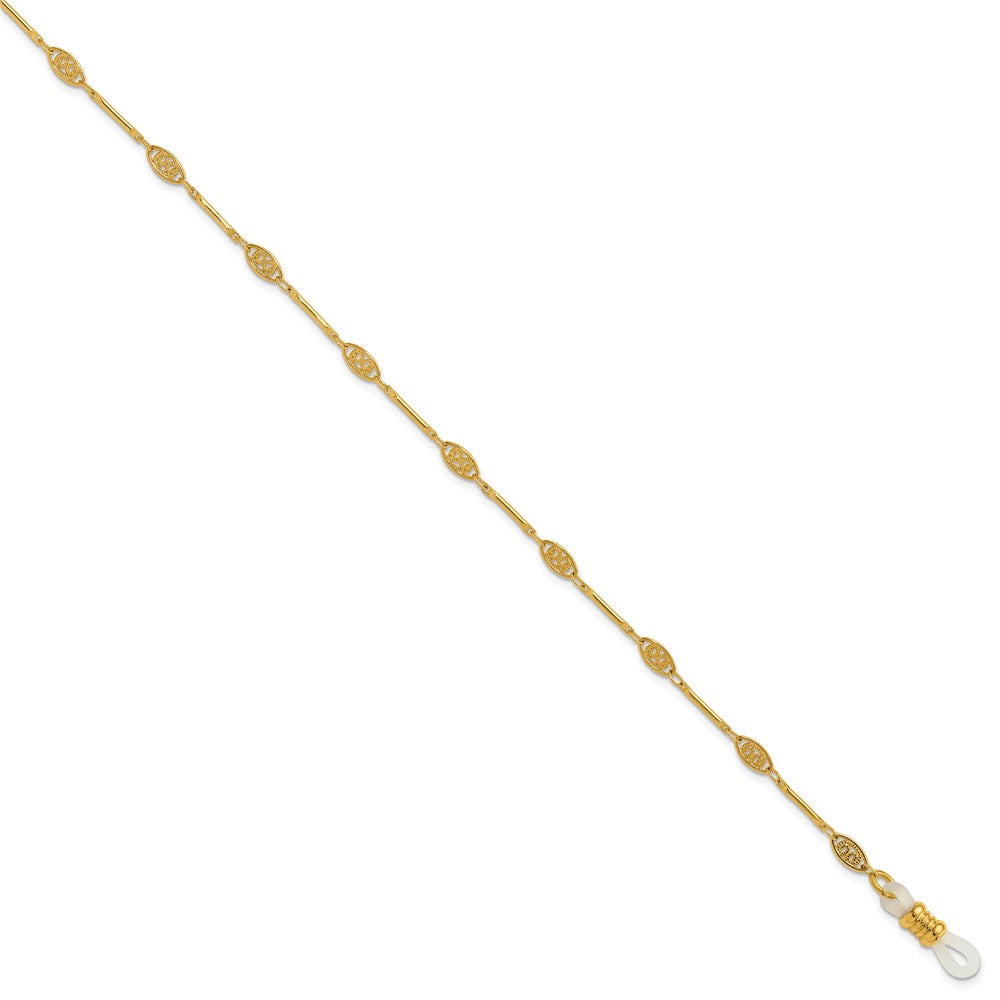 Fashion 1928 Jewelry Gold-Tone Fligree Pattern Stations Eyeglass Holder 30 Inch Chain