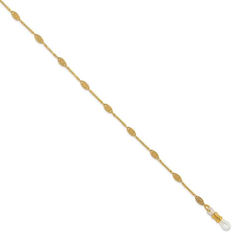 Fashion 1928 Jewelry Gold-Tone Fligree Pattern Stations Eyeglass Holder 30 Inch Chain