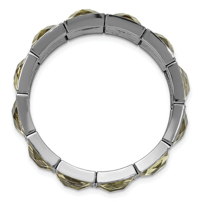 Fashion 1928 Jewelry Black-Plated Frame Grey Epoxy Faceted Stones Stretch Bracelet