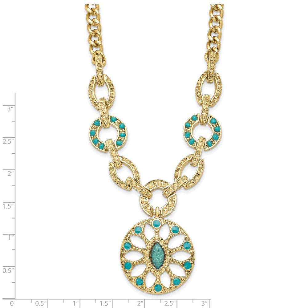Fashion Laundry Gold-Tone Resin & Simulated Composite Stone W/ 3In Ext Necklace