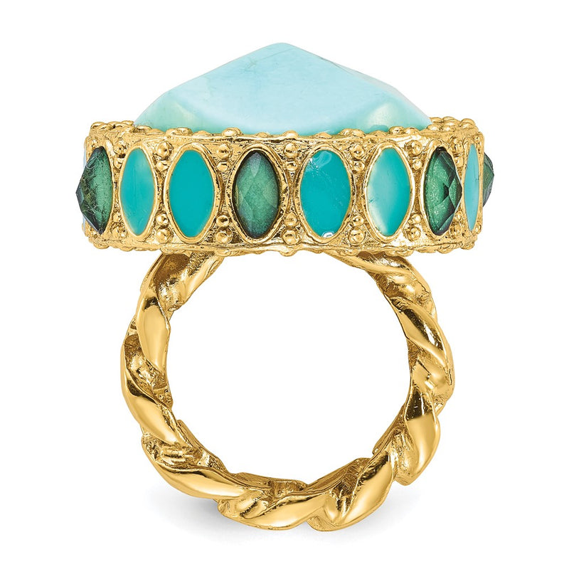 Fashion Laundry Gold-Tone Resin & Simulated Composite Stones Ring
