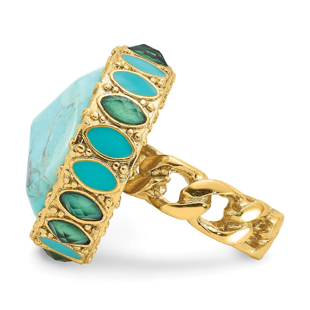 Fashion Laundry Gold-Tone Resin & Simulated Composite Stones Ring