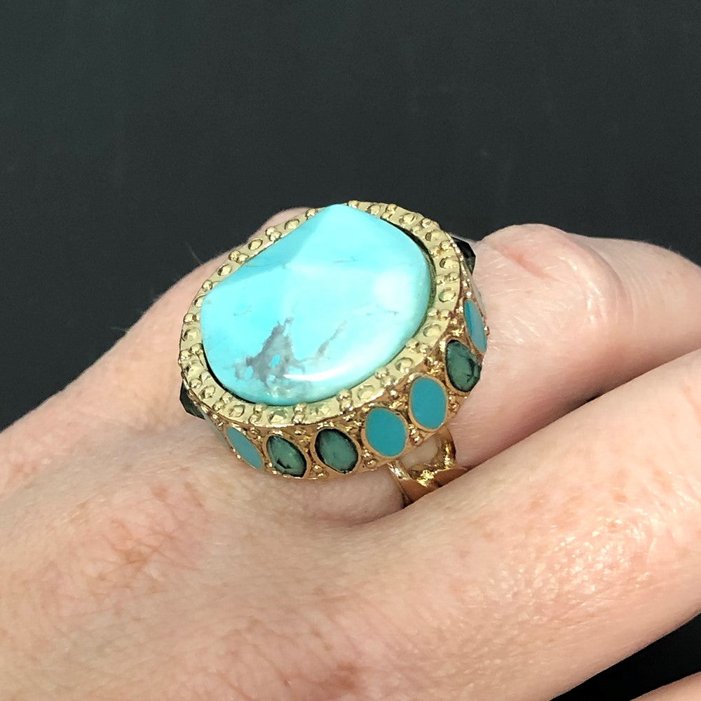 Fashion Laundry Gold-Tone Resin & Simulated Composite Stones Ring
