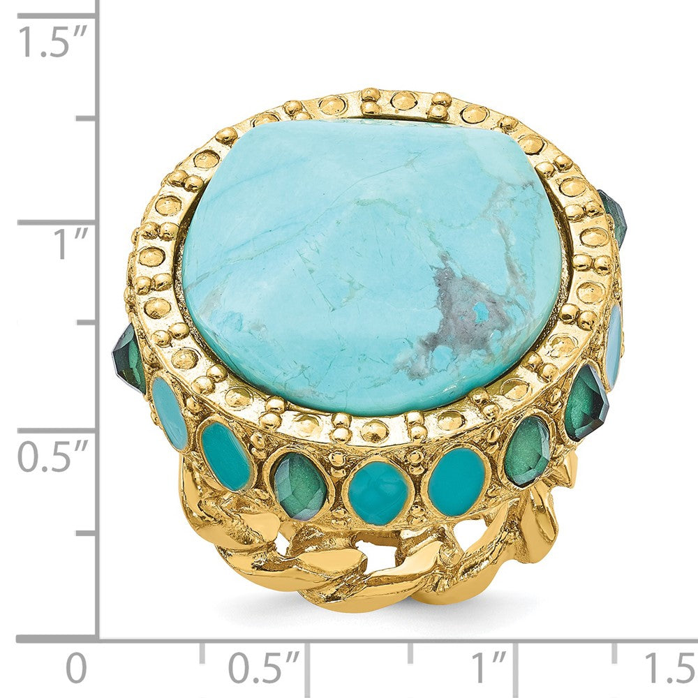 Fashion Laundry Gold-Tone Resin & Simulated Composite Stones Ring