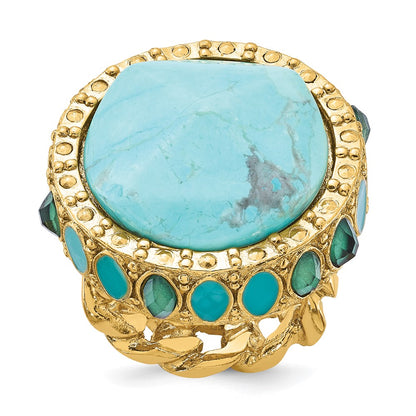 Fashion Laundry Gold-Tone Resin & Simulated Composite Stones Ring