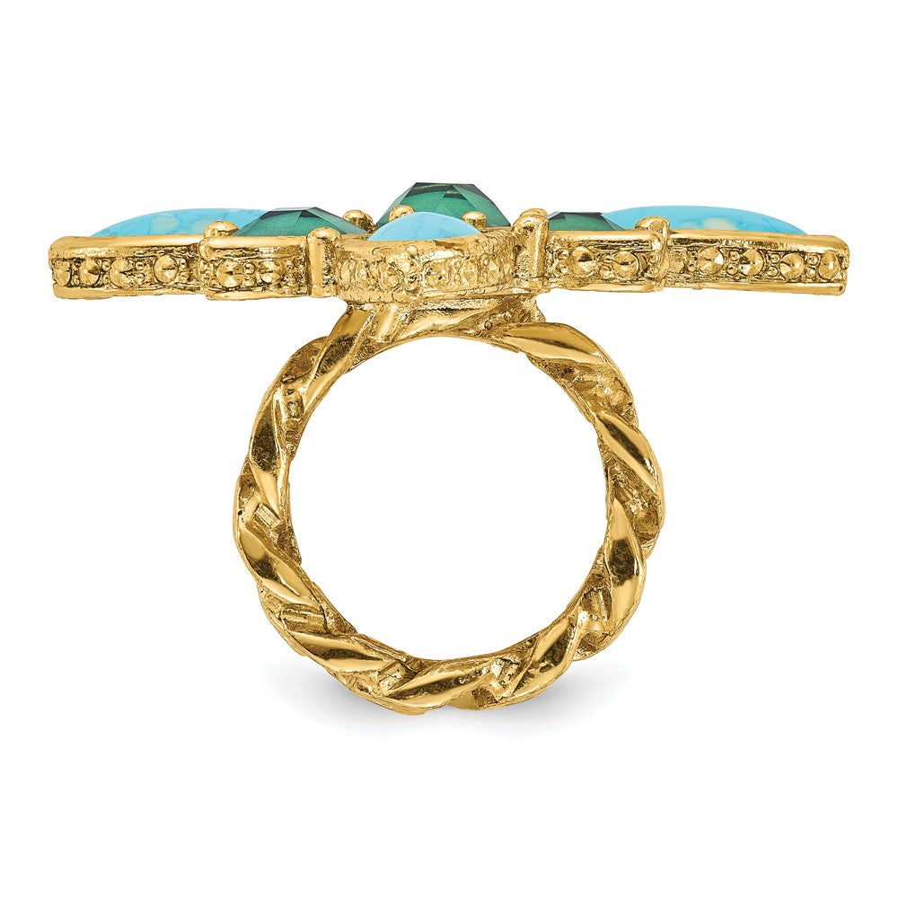 Fashion Laundry Gold-Tone Resin & Simulated Composite Stones Ring