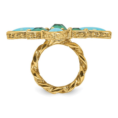 Fashion Laundry Gold-Tone Resin & Simulated Composite Stones Ring