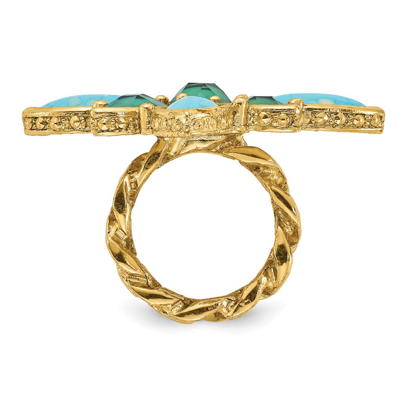 Fashion Laundry Gold-Tone Resin & Simulated Composite Stones Ring