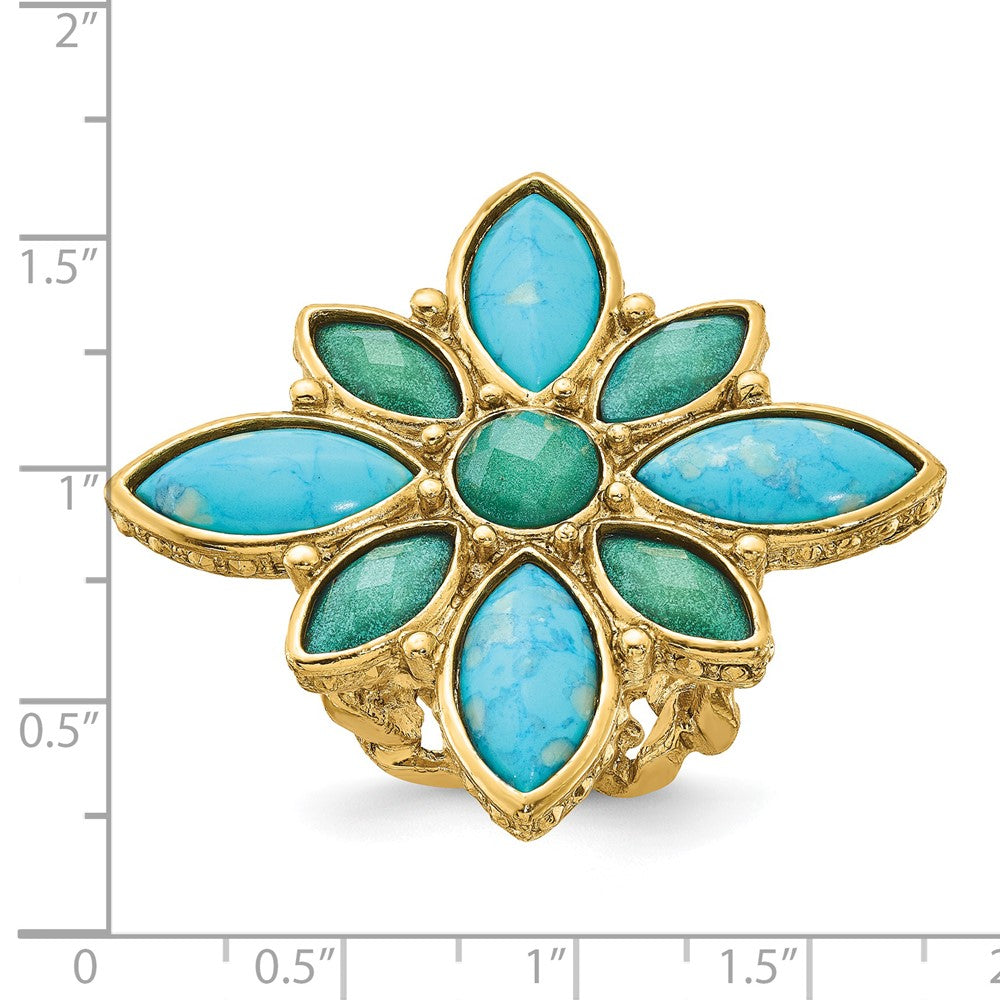 Fashion Laundry Gold-Tone Resin & Simulated Composite Stones Ring