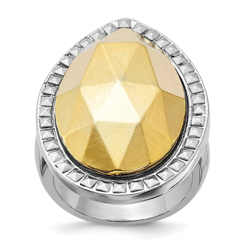 Fashion Laundry Silver-Tone W/Simulated Gold-Tone Pear Ring