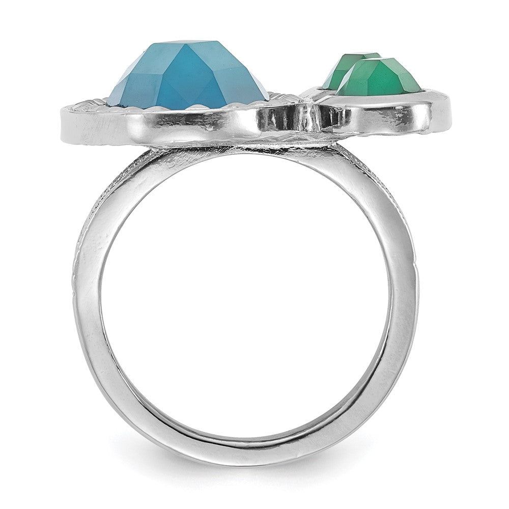 Fashion Laundry Silver-Tone Blue & Green Resin Stones Ring