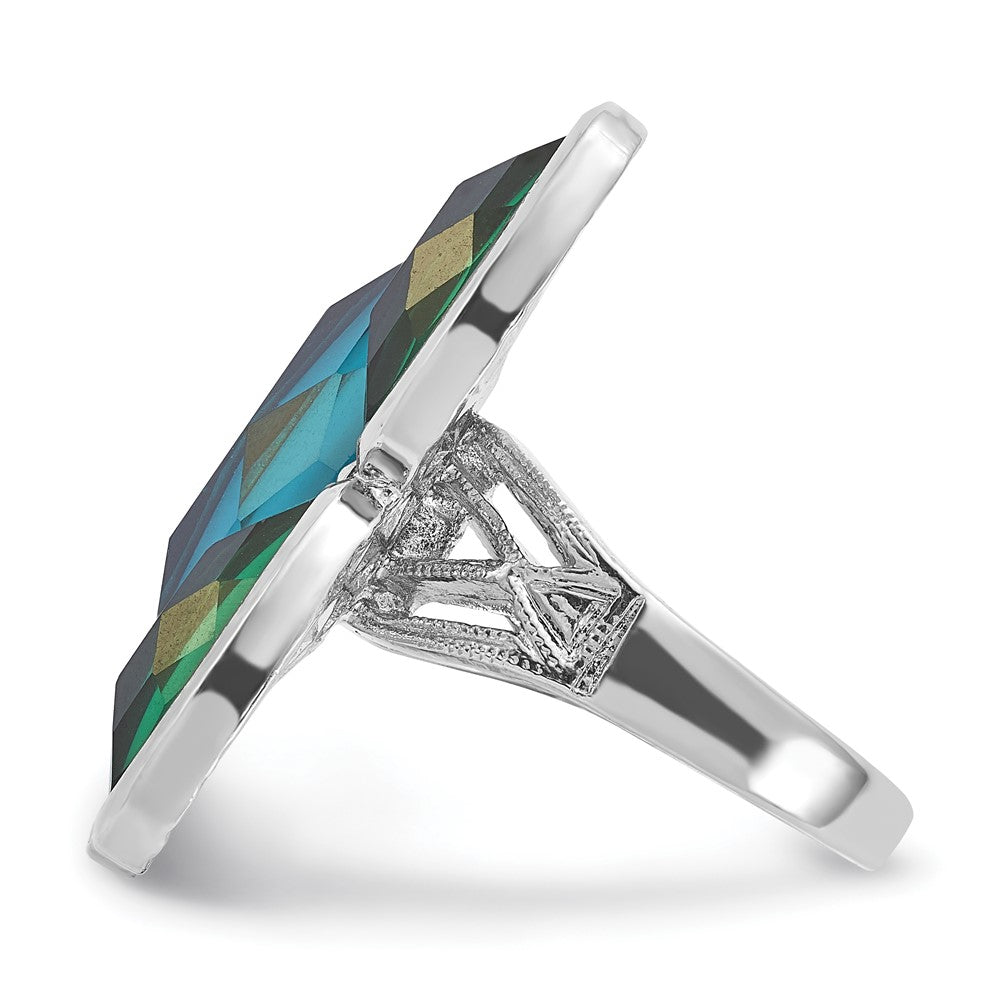 Fashion Laundry Silver-Tone Blue & Green Resin Stones Ring