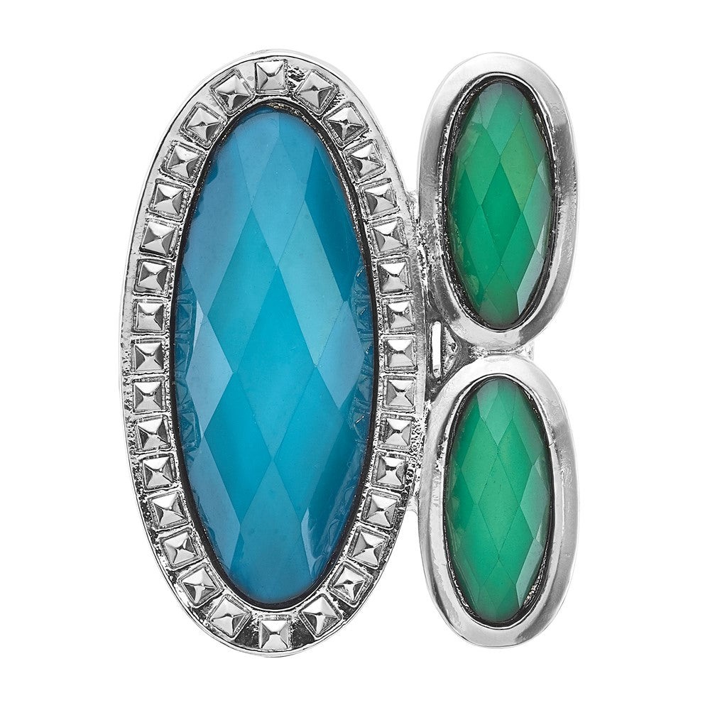 Fashion Laundry Silver-Tone Blue & Green Resin Stones Ring