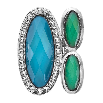 Fashion Laundry Silver-Tone Blue & Green Resin Stones Ring