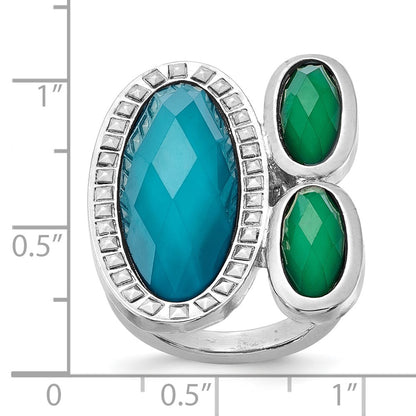 Fashion Laundry Silver-Tone Blue & Green Resin Stones Ring