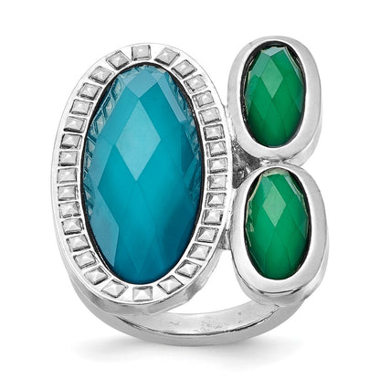 Fashion Laundry Silver-Tone Blue & Green Resin Stones Ring