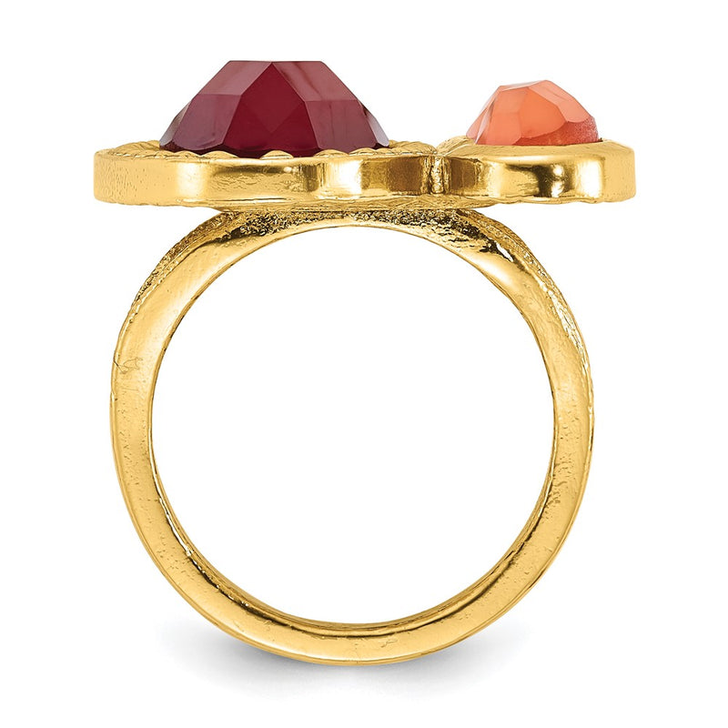 Fashion Laundry Gold-Tone Peach & Raspberry Resin Stones Ring