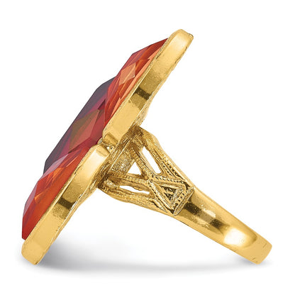 Fashion Laundry Gold-Tone Peach & Raspberry Resin Stones Ring