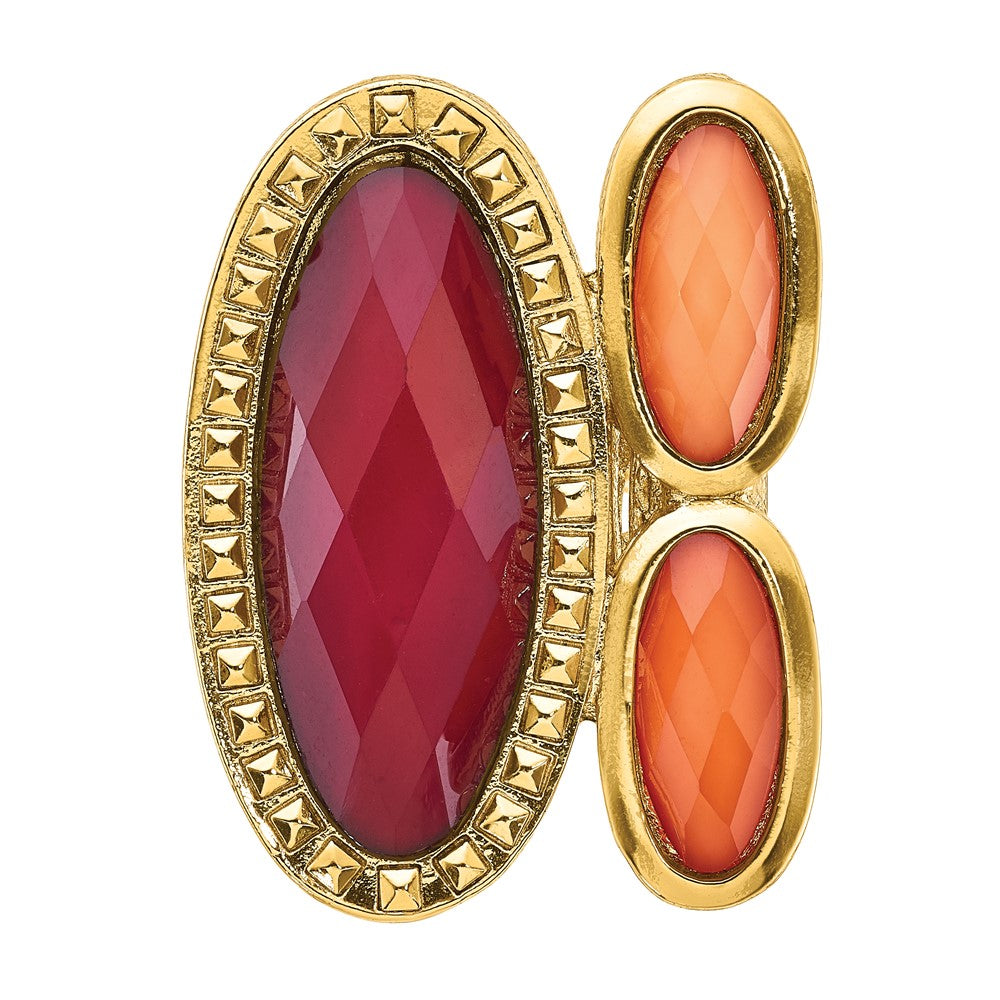 Fashion Laundry Gold-Tone Peach & Raspberry Resin Stones Ring