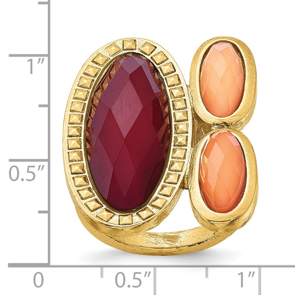 Fashion Laundry Gold-Tone Peach & Raspberry Resin Stones Ring