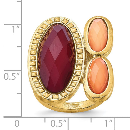 Fashion Laundry Gold-Tone Peach & Raspberry Resin Stones Ring