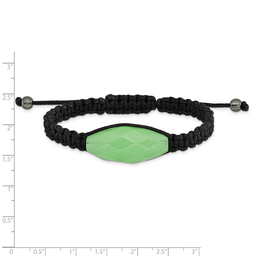 Fashion 13X30mm Aqua Agate W/Hematite And Black Cord Bracelet