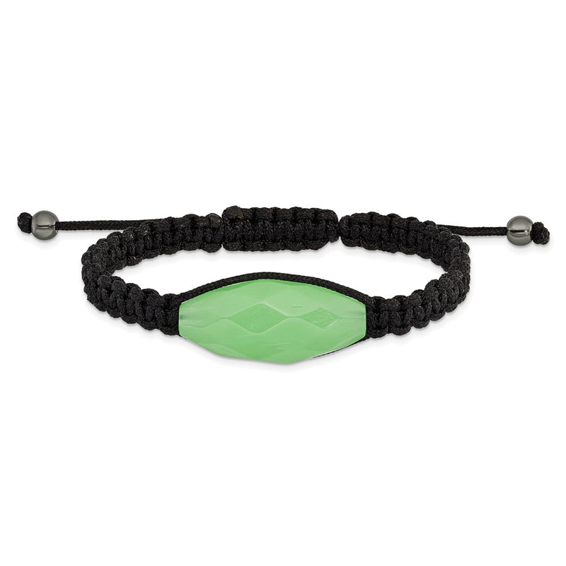Fashion 13X30mm Aqua Agate W/Hematite And Black Cord Bracelet