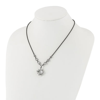 Fashion 1928 Black-Plated White Swarovski Elements Fancy W/3In Ext. Necklace