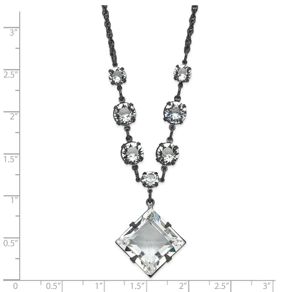 Fashion 1928 Black-Plated White Swarovski Elements Fancy W/3In Ext. Necklace