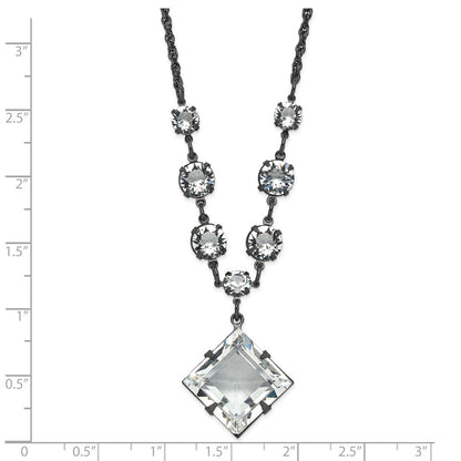 Fashion 1928 Black-Plated White Swarovski Elements Fancy W/3In Ext. Necklace