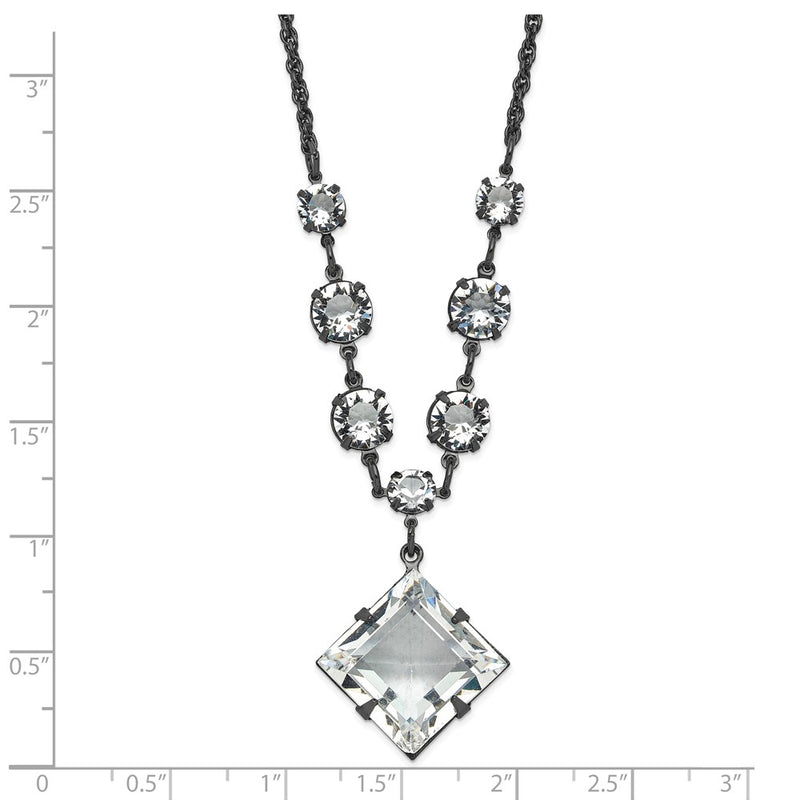 Fashion 1928 Black-Plated White Swarovski Elements Fancy W/3In Ext. Necklace