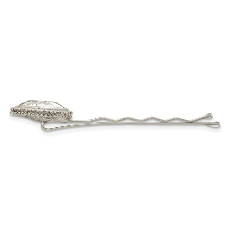 Fashion 1928 Jewelry Set Of 2 Silver-Tone Fancy Clear Crystal Hairpins