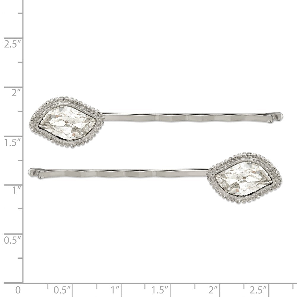 Fashion 1928 Jewelry Set Of 2 Silver-Tone Fancy Clear Crystal Hairpins
