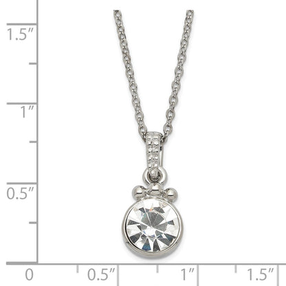 Fashion 1928 Silver-Tone White Crystal W/3In Ext. Necklace