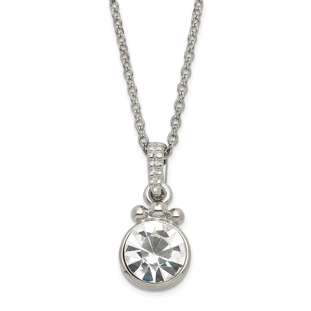 Fashion 1928 Silver-Tone White Crystal W/3In Ext. Necklace