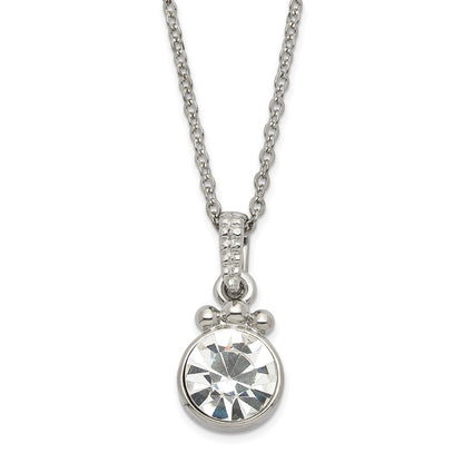 Fashion 1928 Silver-Tone White Crystal W/3In Ext. Necklace