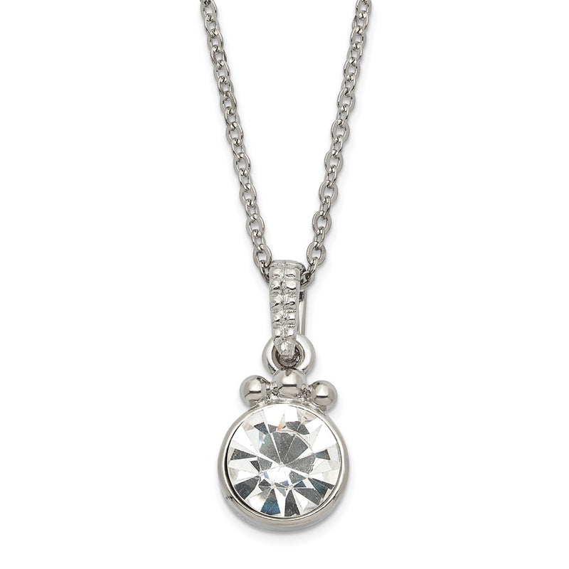 Fashion 1928 Silver-Tone White Crystal W/3In Ext. Necklace