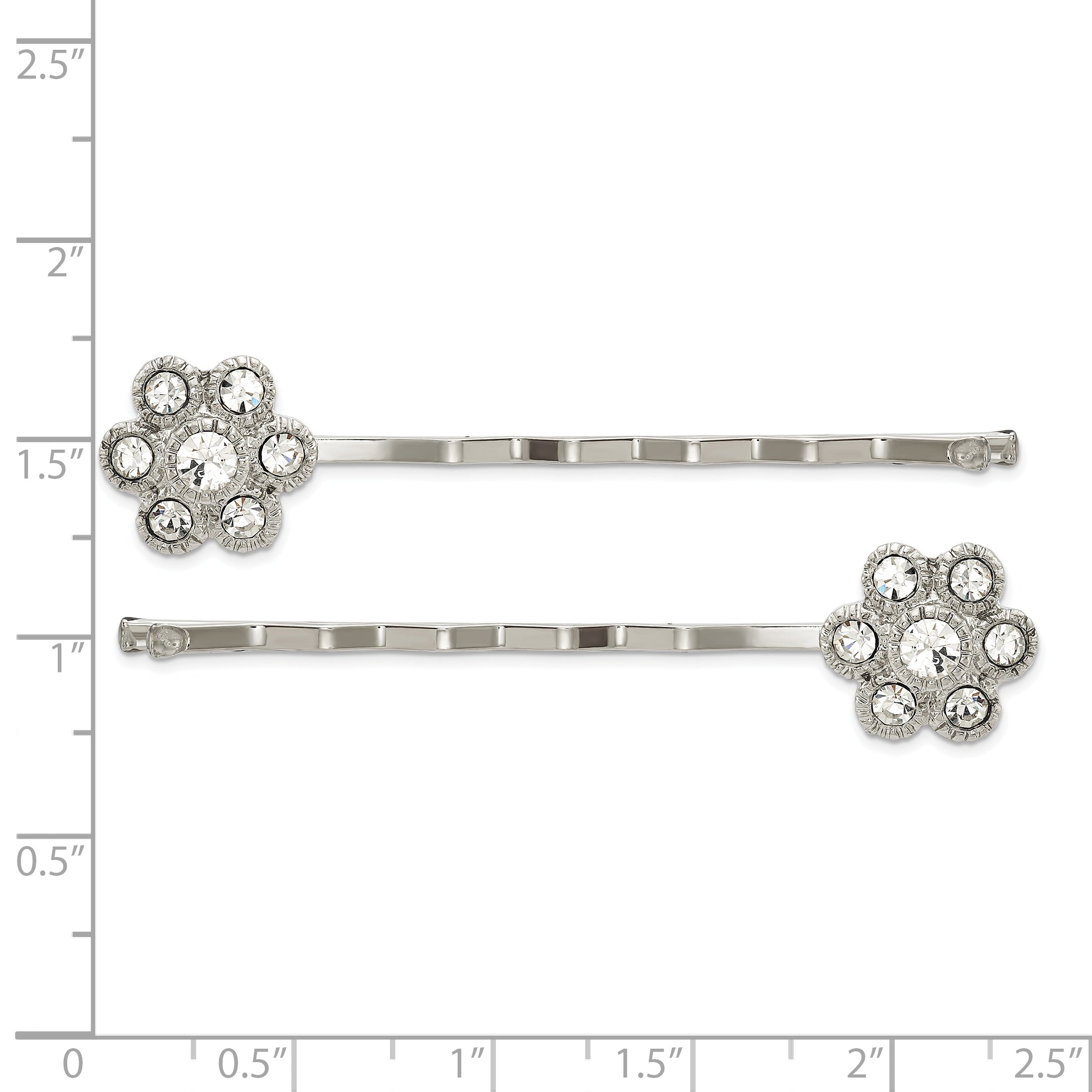 Fashion 1928 Jewelry Set Of 2 Silver-Tone Clear Crystal Flower Hairpins