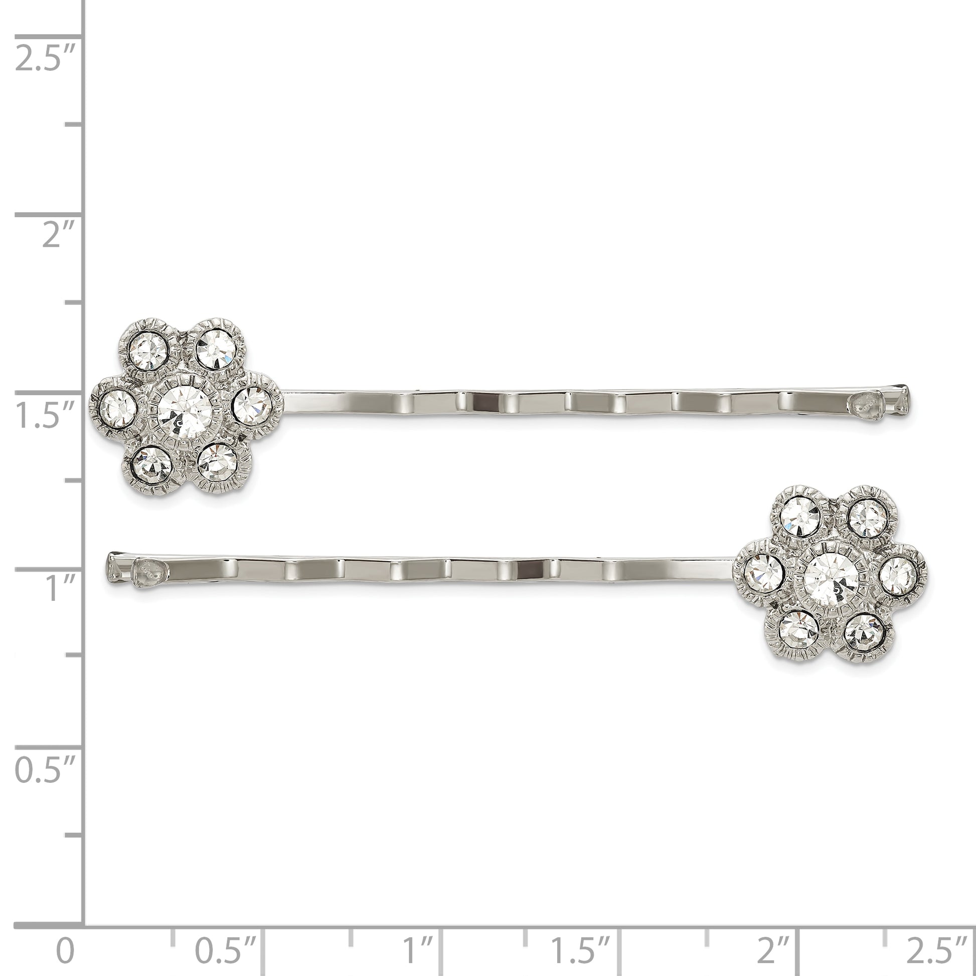 Fashion 1928 Jewelry Set Of 2 Silver-Tone Clear Crystal Flower Hairpins