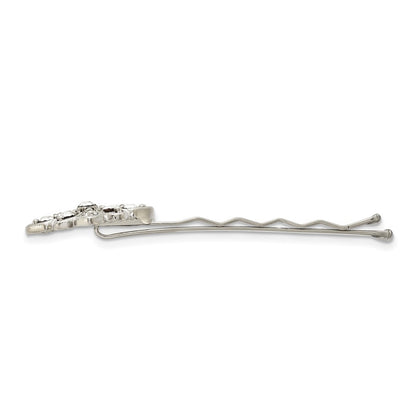 Fashion 1928 Jewelry Set Of 2 Silver-Tone Filigree Clear Crystal Hairpins