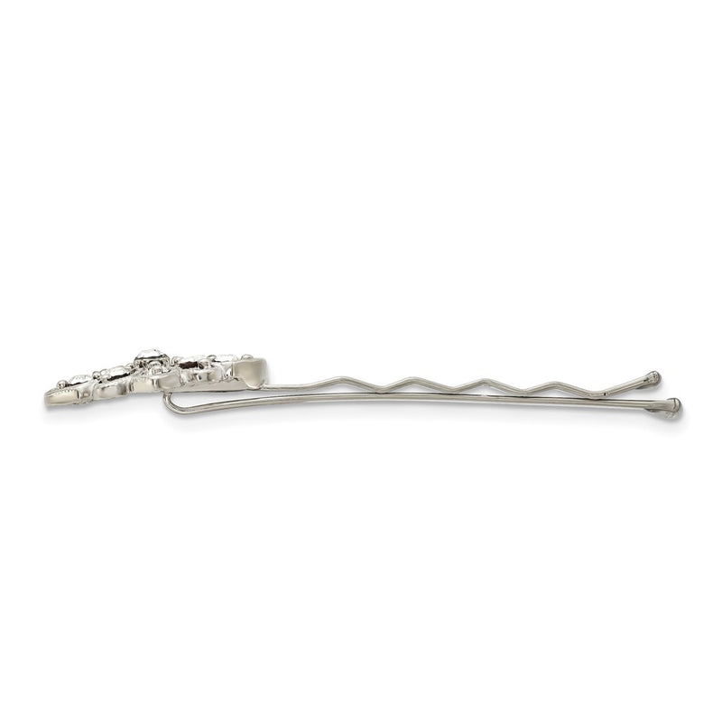 Fashion 1928 Jewelry Set Of 2 Silver-Tone Filigree Clear Crystal Hairpins