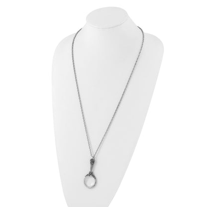 Fashion 1928 Jewelry Silver-Tone Textured Vintage Handle 4-5X Magnifying Glass 30 Inch Necklace