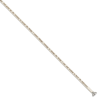 Stainless Steel Amen Serenity Prayer White Leather Wrap With Magnetic Clasp 21 Inch Bracelet