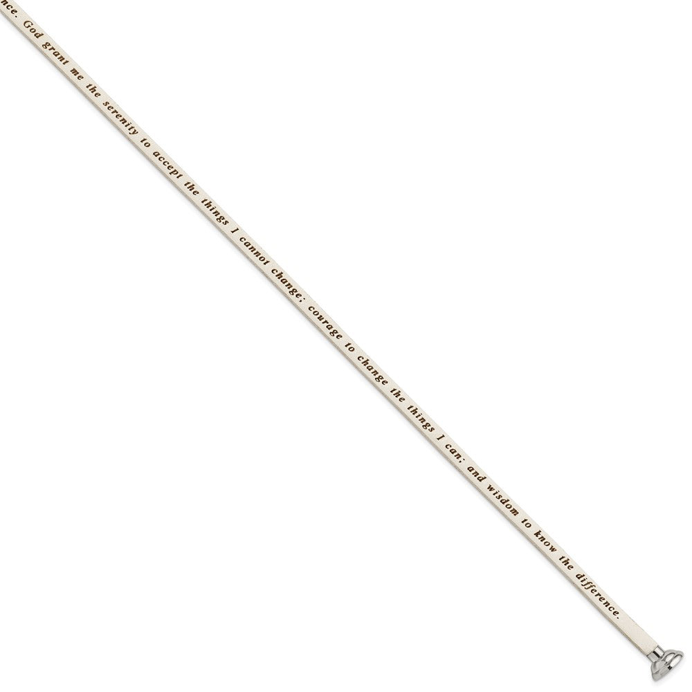Stainless Steel Amen Serenity Prayer White Leather Wrap With Magnetic Clasp 21 Inch Bracelet