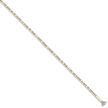 Stainless Steel Amen Serenity Prayer White Leather Wrap With Magnetic Clasp 21 Inch Bracelet
