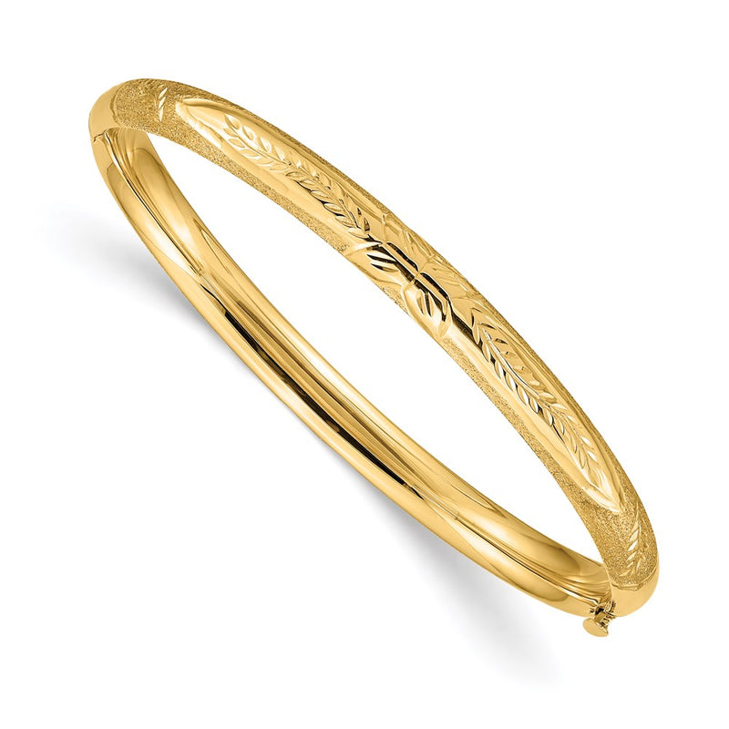 14K Yellow Gold Florentine Hinged Baby Bangle