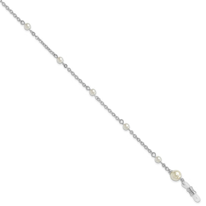 Non Metal 1928 Jewelry Silver-Tone Simulated Pearl Stations Eyeglass Holder 30 Inch Chain