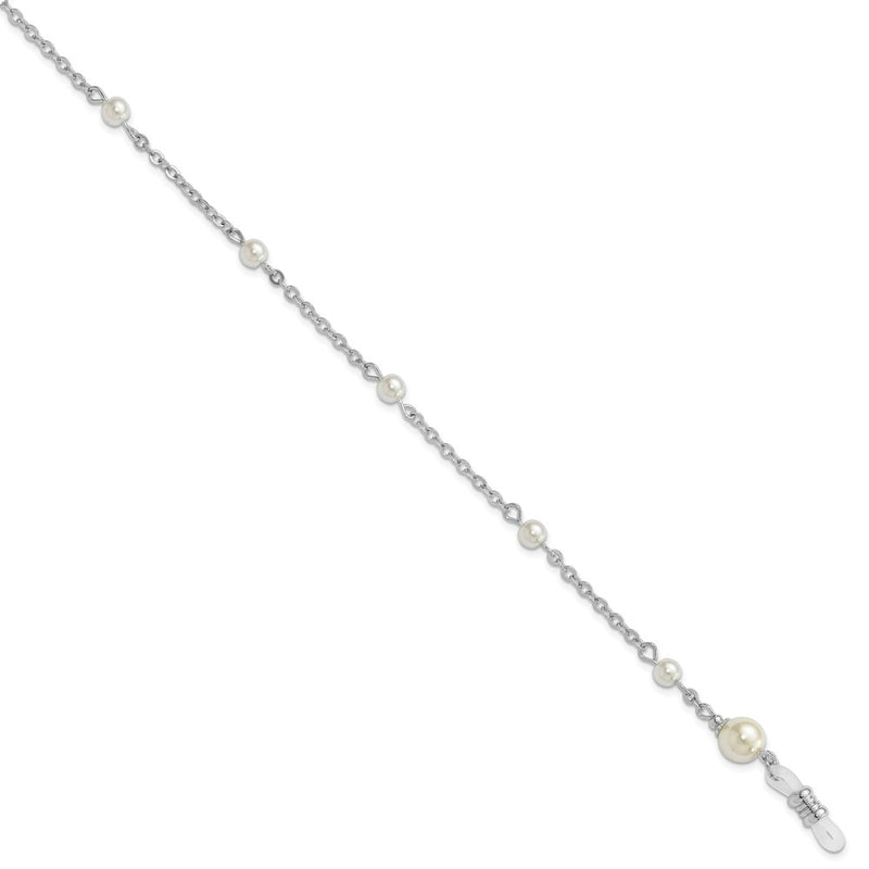 Non Metal 1928 Jewelry Silver-Tone Simulated Pearl Stations Eyeglass Holder 30 Inch Chain